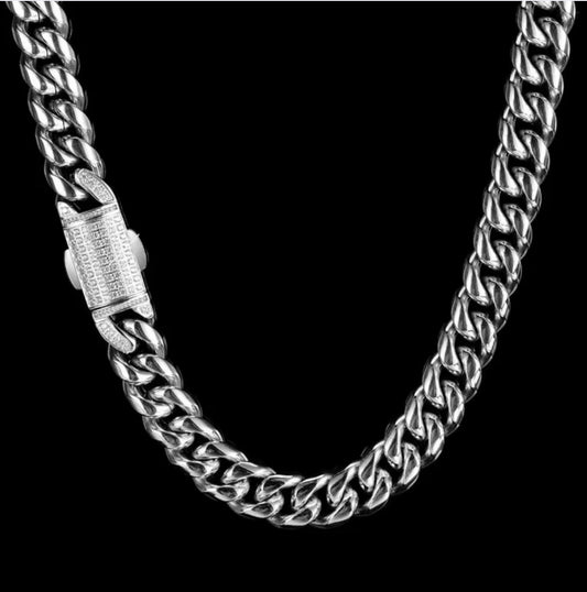 KAJewels Silver Cuban Stainless Steel Chain