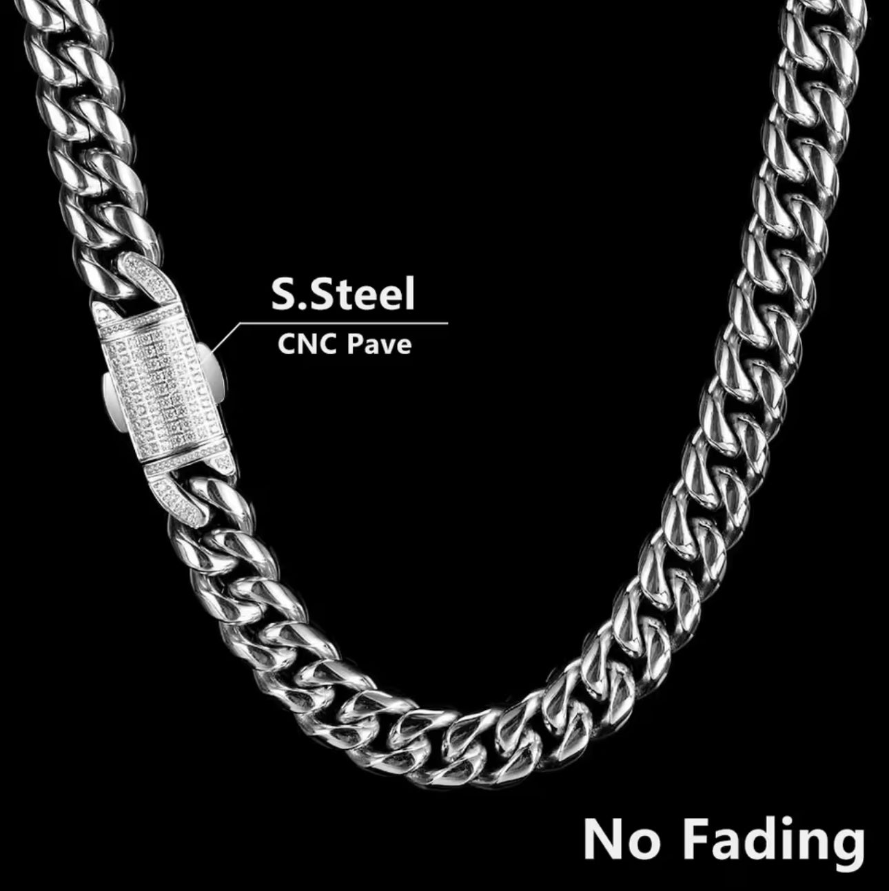 KAJewels Silver Cuban Stainless Steel Chain