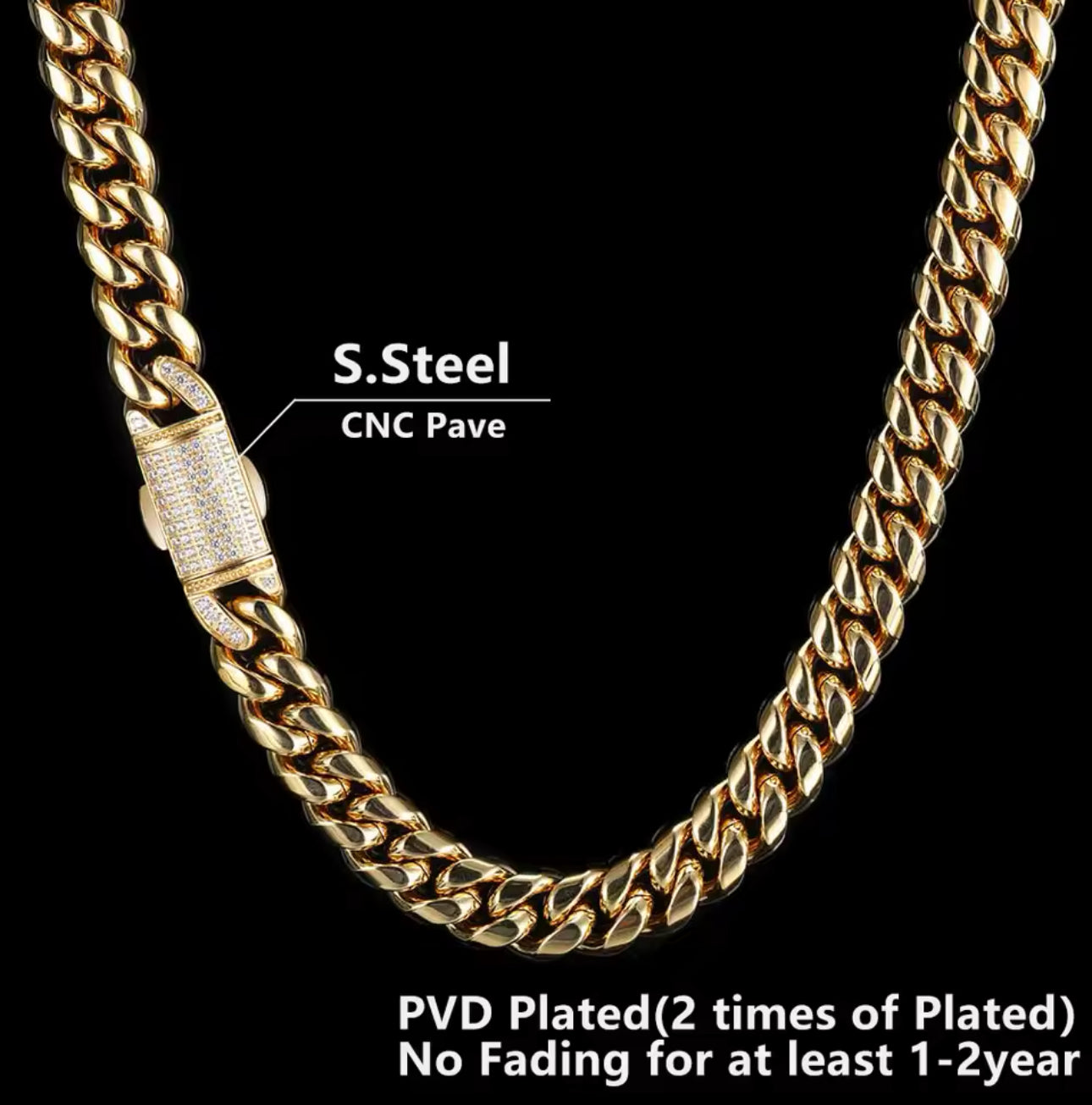KAJewels GOLD Cuban Stainless Steel Chain