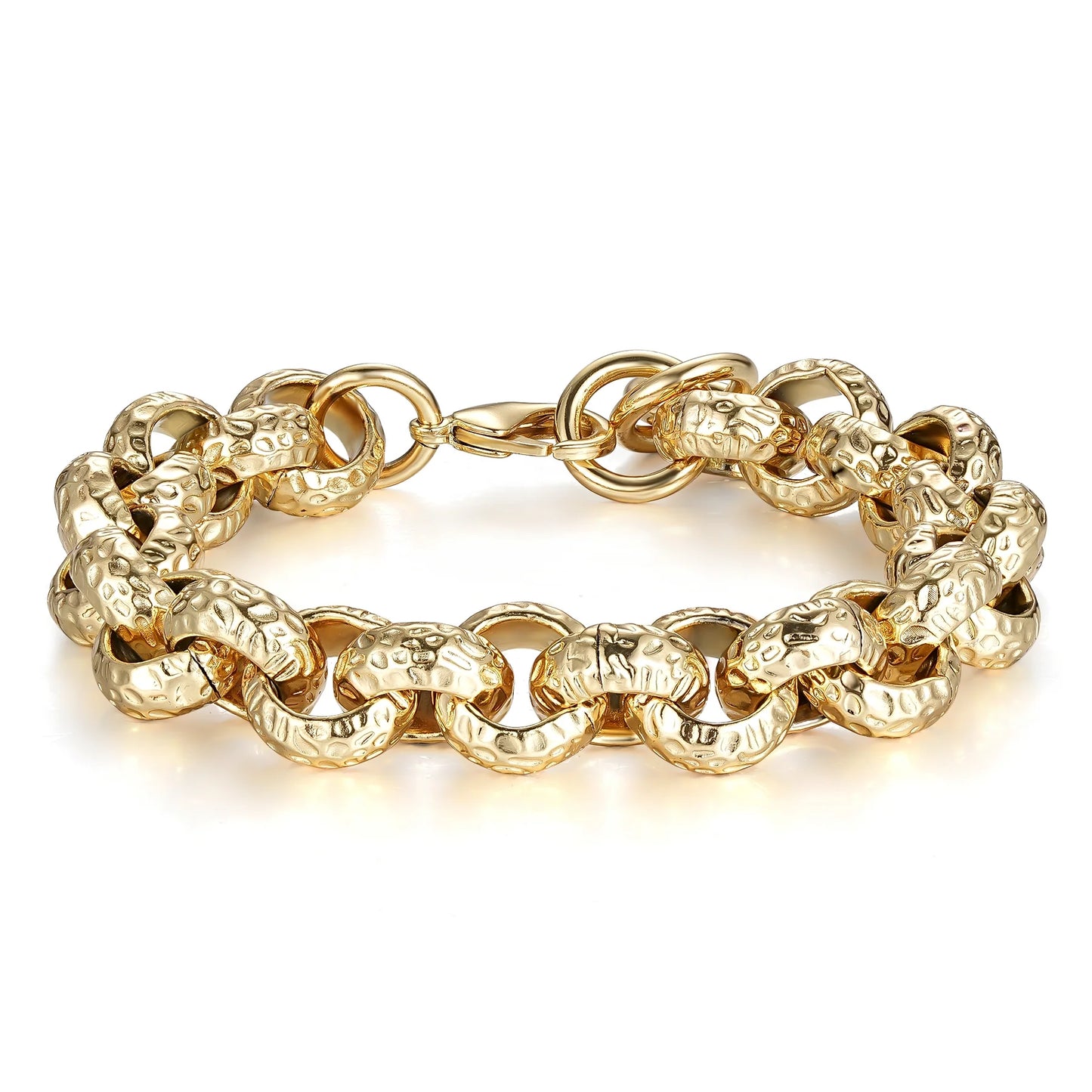 15MM 9CT GOLD FILLED PATTERN LEOPARD PRINT BELCHER BRACELET