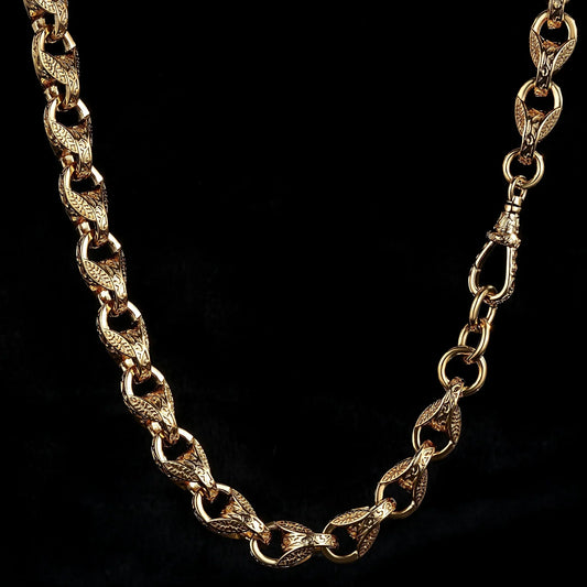 LUXURY 9CT GOLD FILLED XXL 15MM 3D TULIP CHAIN WITH ALBERT CLASP SUPER HEAVY