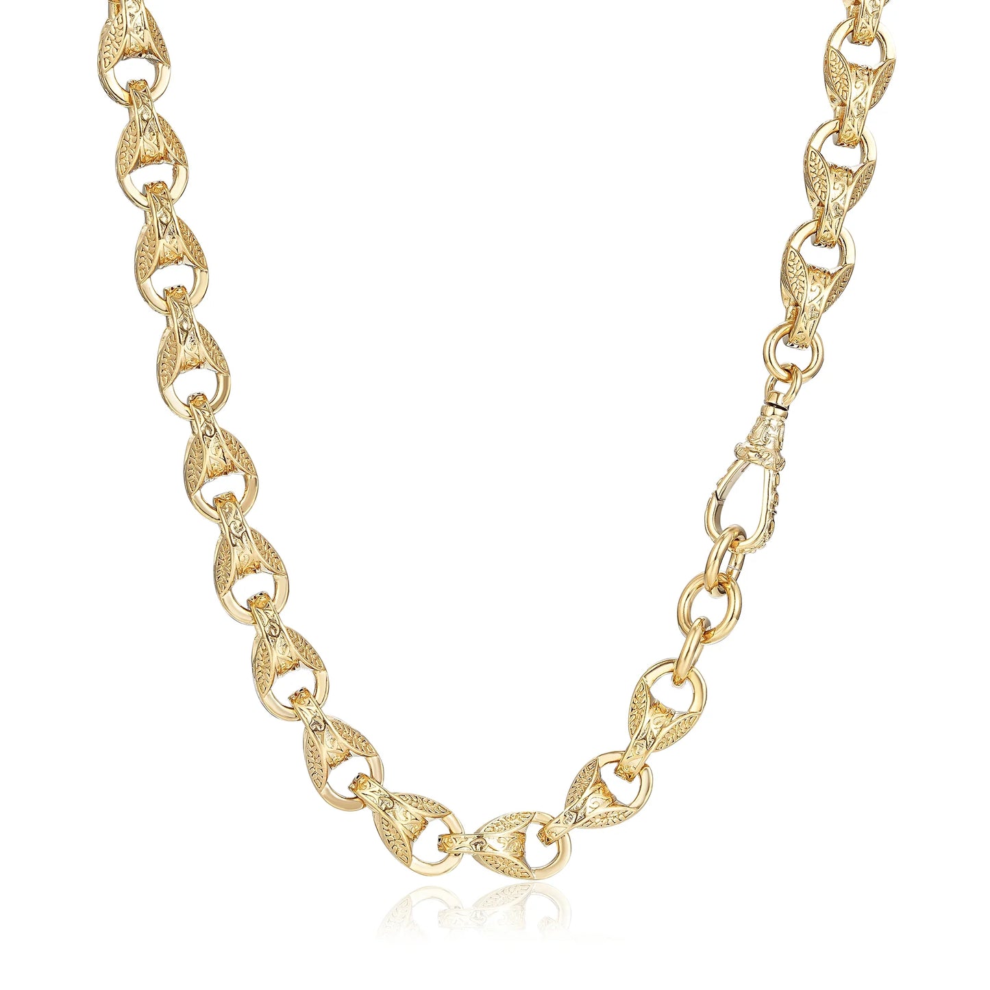 LUXURY 9CT GOLD FILLED XXL 15MM 3D TULIP CHAIN WITH ALBERT CLASP SUPER HEAVY