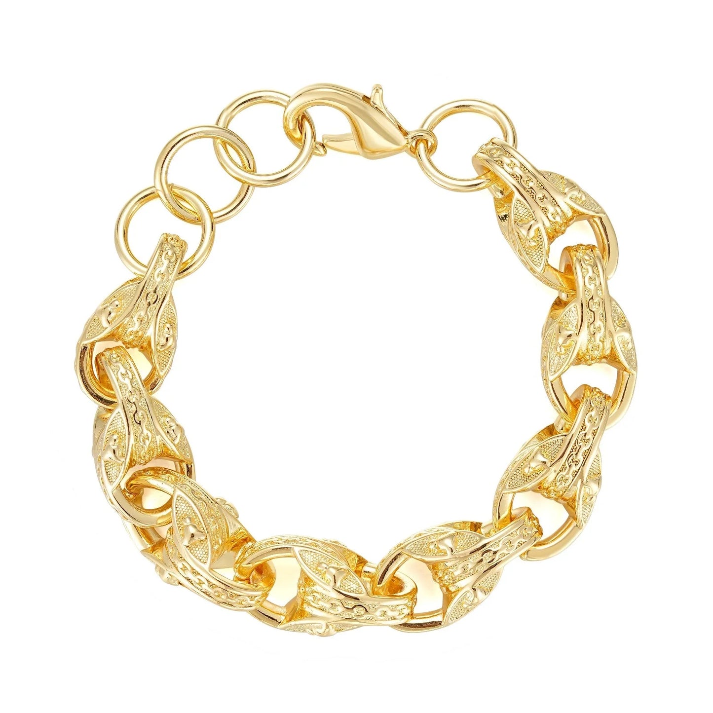 GOLD 14MM BULLDOG TULIP BRACELET (New 5 Times Plated - Harder to Tarnish)