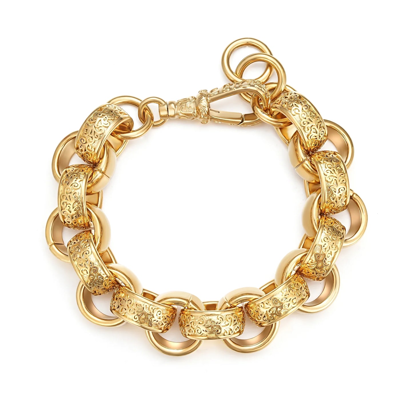 GOLD 20MM 8 INCH ORNATE BELCHER BRACELET