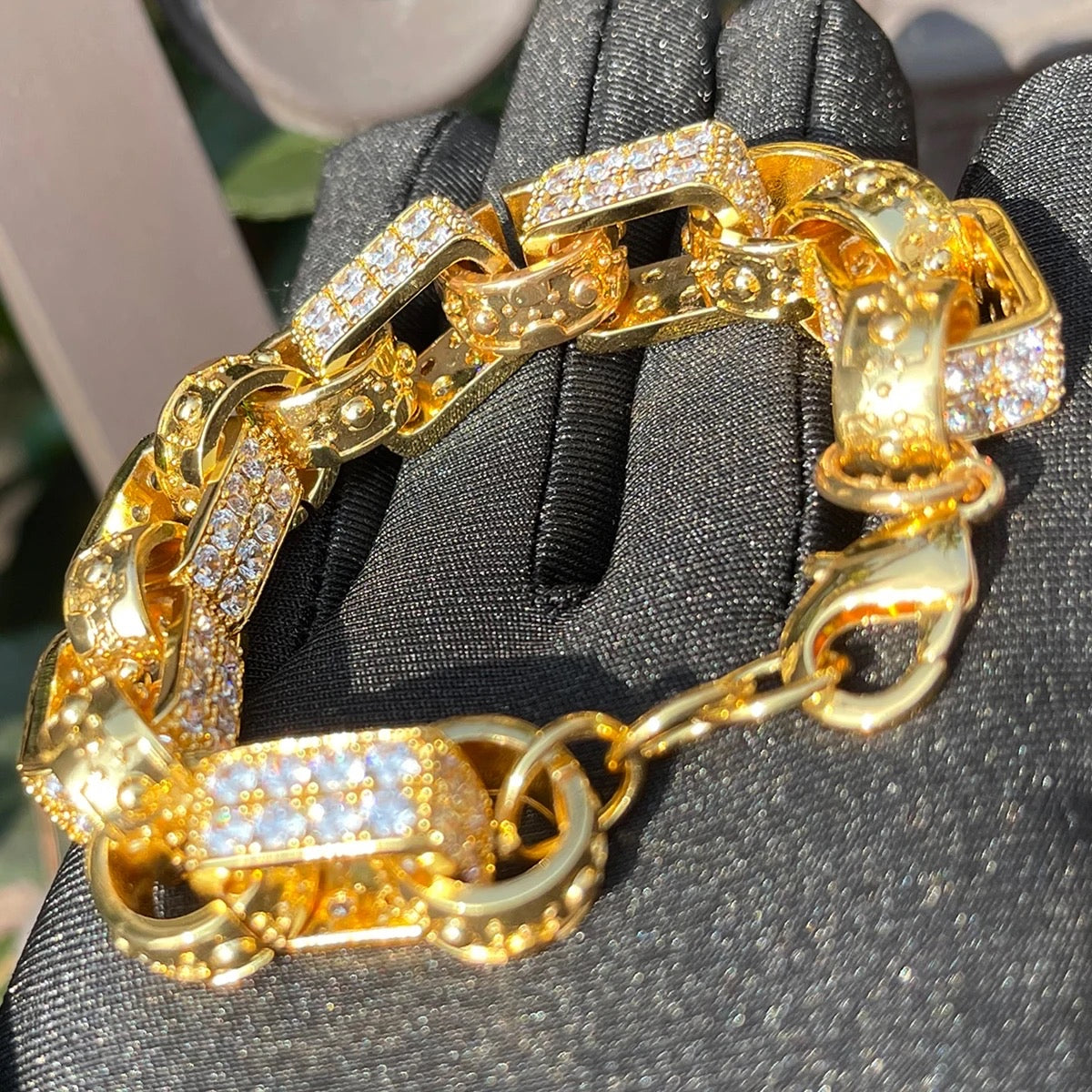 GOLD 24K XXL Gypsy Link Belcher Plated Bracelet