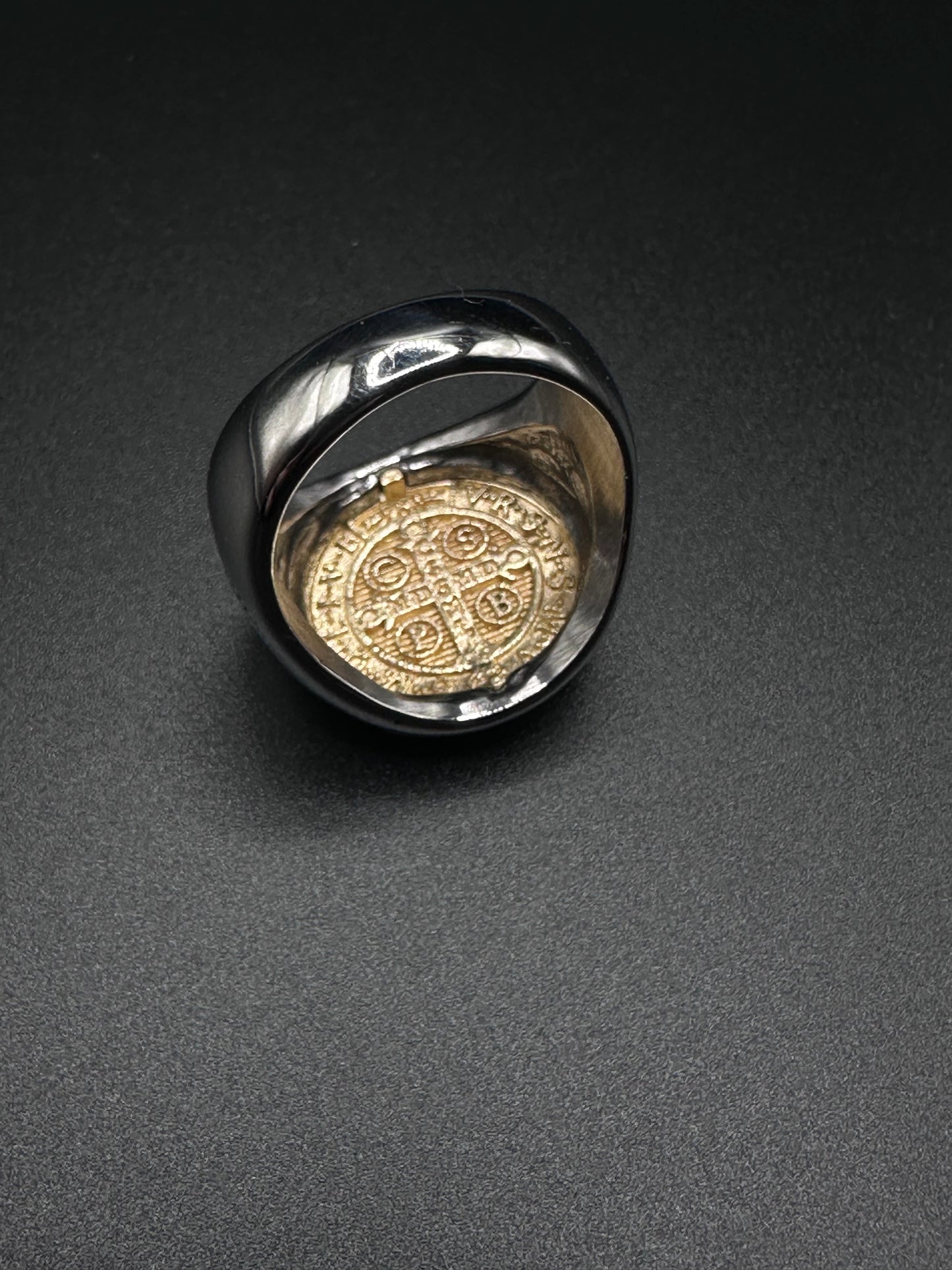 Jesus Cross Coin Stainless Steel Ring