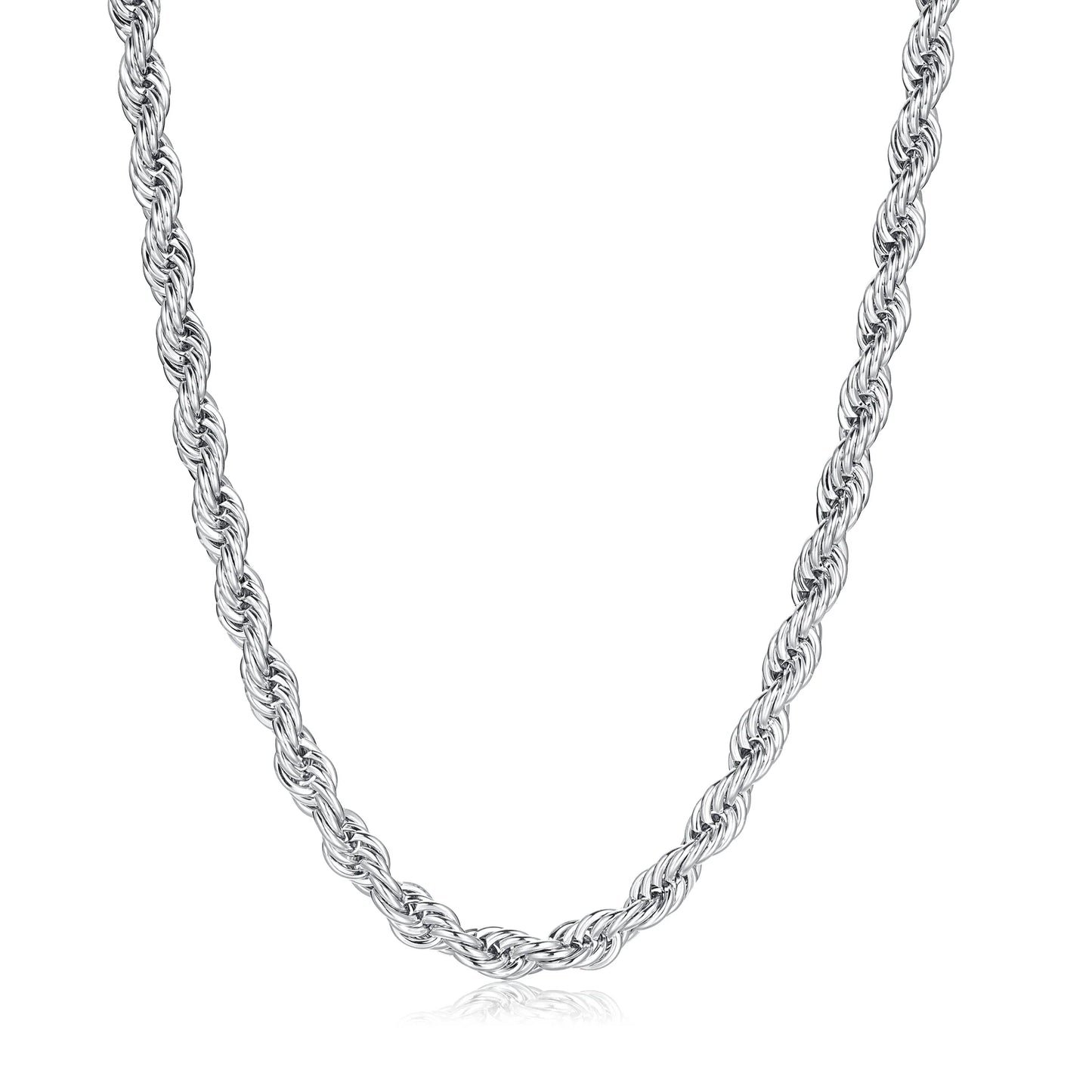 PREMIUM 8MM SILVER ROPE CHAIN NECKLACE