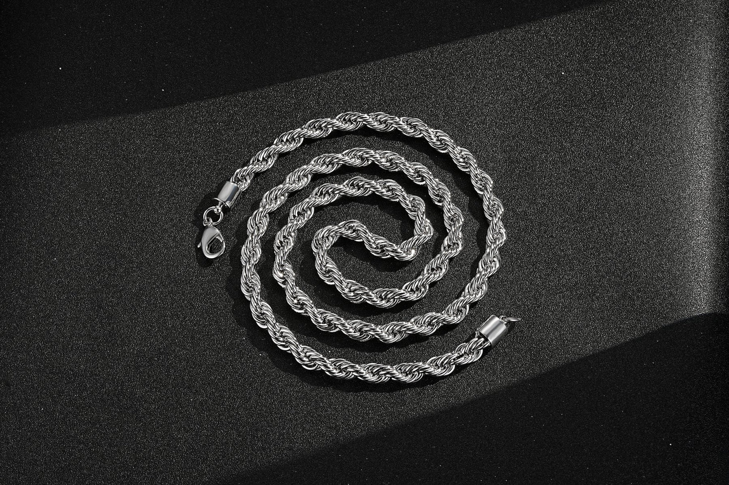 PREMIUM 8MM SILVER ROPE CHAIN NECKLACE