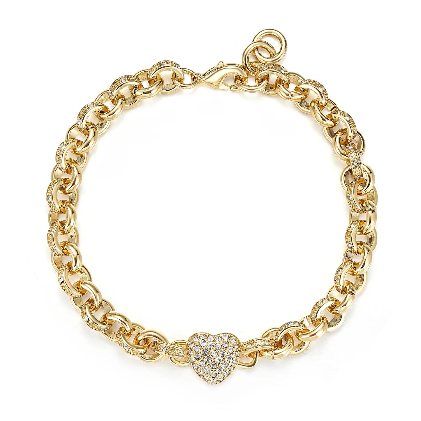 CRYSTAL SINGLE HEART CHARM BELCHER BRACELET FOR WOMEN