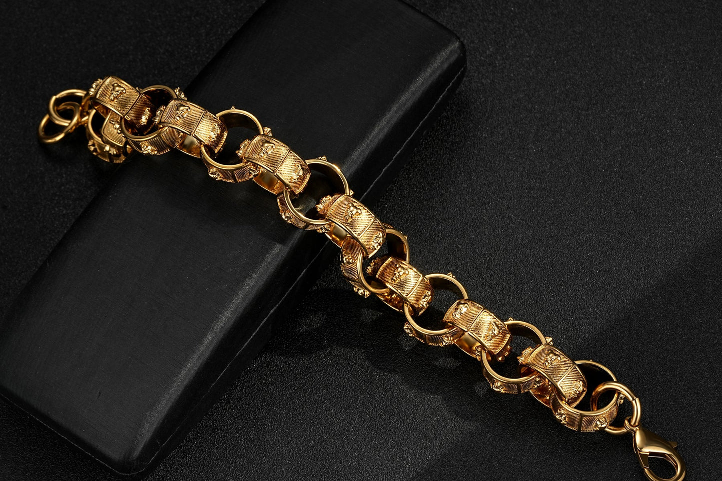 NEW LUXURY 20MM GOLD FILLED & BONDED BULLDOG BELCHER BRACELET - DURABLE