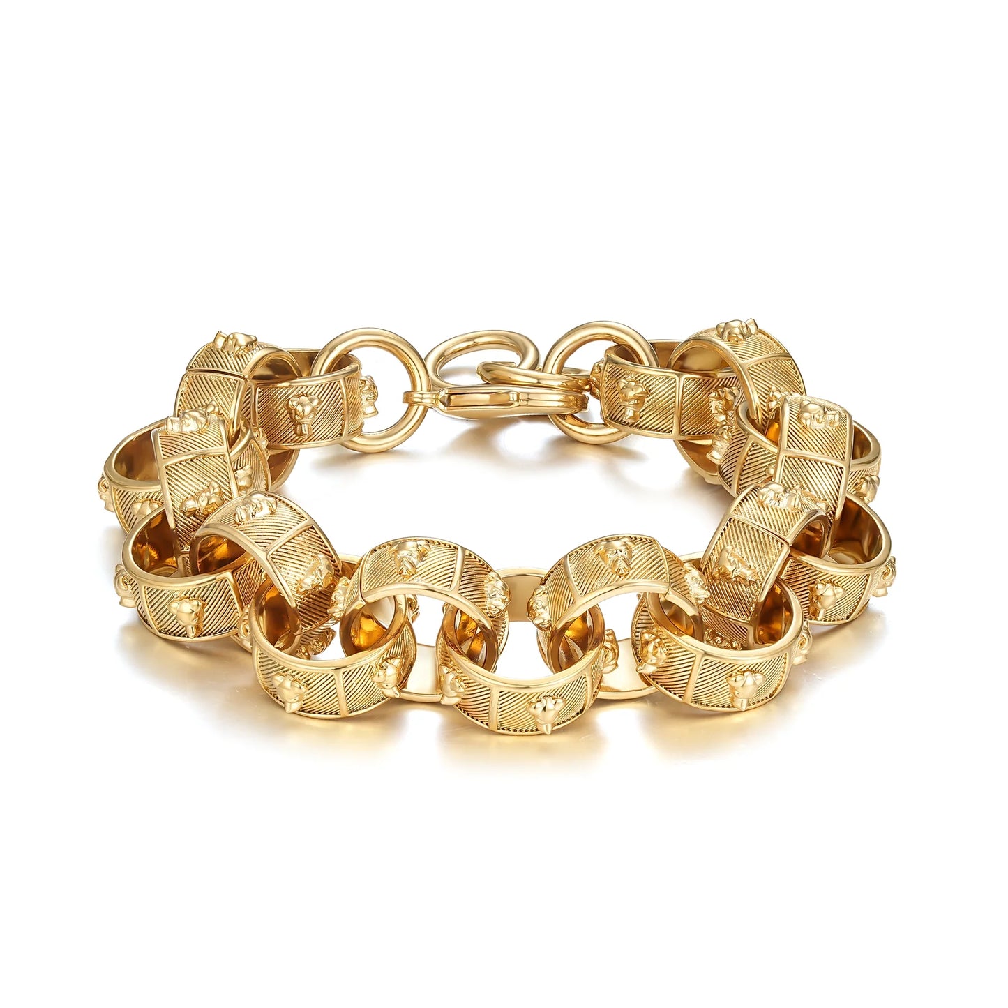 NEW LUXURY 20MM GOLD FILLED & BONDED BULLDOG BELCHER BRACELET - DURABLE