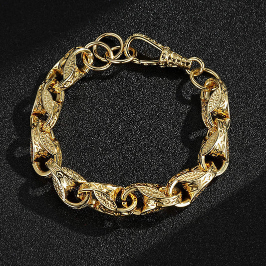 GOLD XXL 15MM 3D TULIP BRACELET WITH ALBERT CLASP