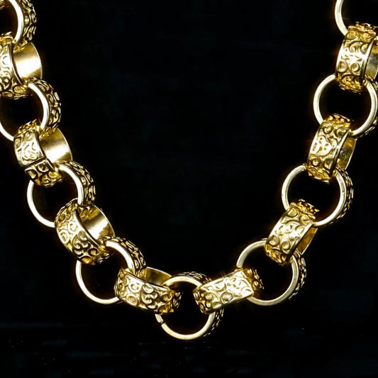 9ct 15MM GOLD XXL ORNATE BELCHER CHAIN