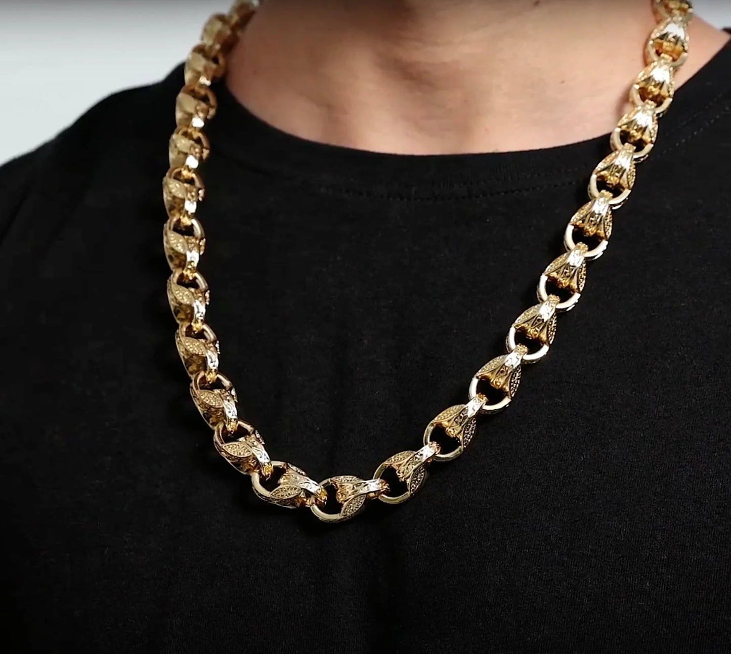 GOLD XXL 15MM 3D TULIP CHAIN SUPER HEAVY