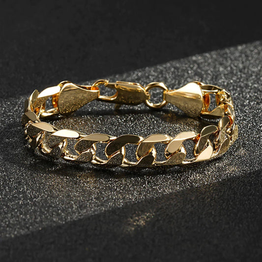 9ct LUXURY 9MM GOLD CUBAN CURB BRACELET