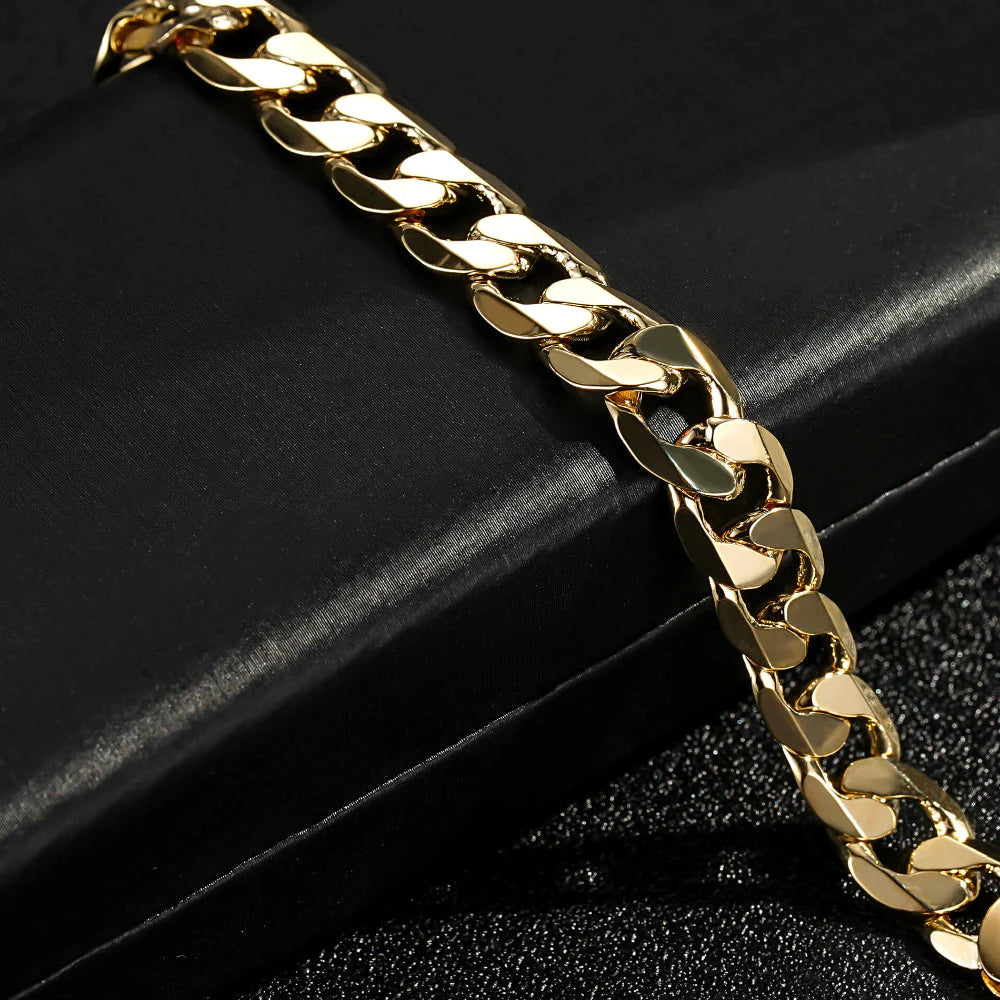 9ct LUXURY 9MM GOLD CUBAN CURB CHAIN NECKLACE