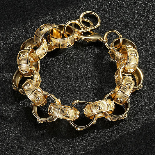 GOLD 20MM BULLDOG BELCHER BRACELET