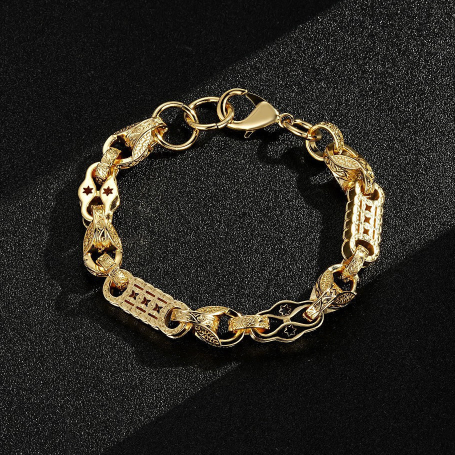 9ct GOLD TULIP STARS AND BARS BRACELET