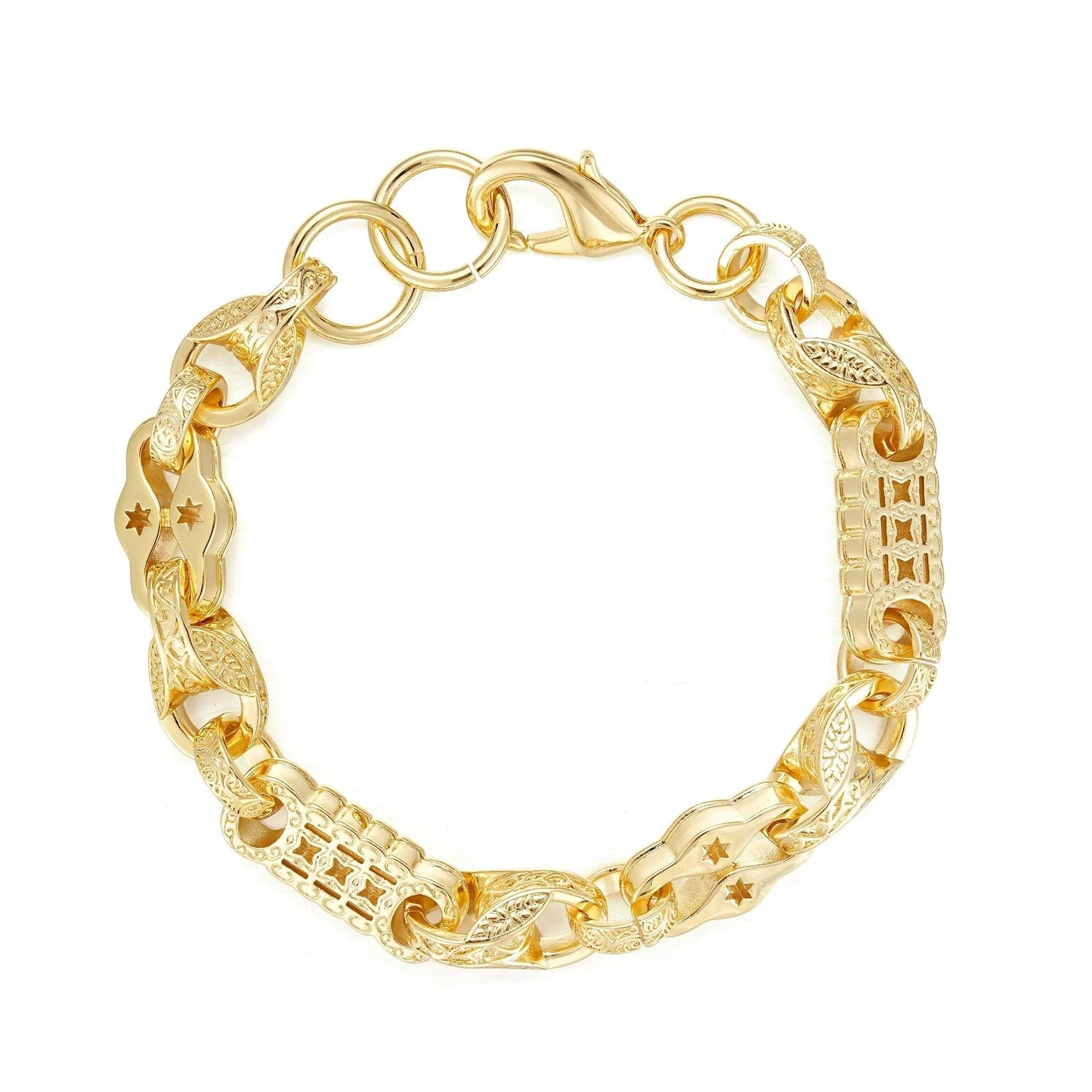 9ct GOLD TULIP STARS AND BARS BRACELET