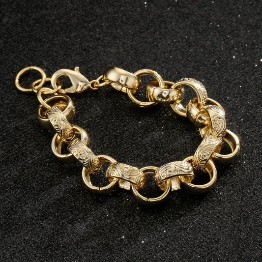 9ct 15MM ALTERNATE ORNATE BELCHER BRACELET