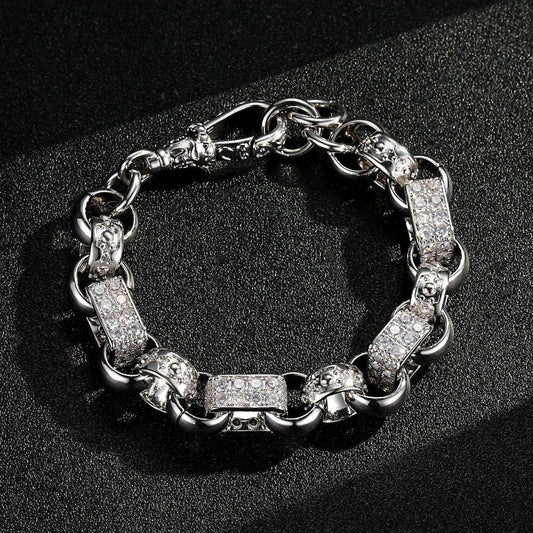 SILVER XXL GYPSY LINK BELCHER BRACELET WITH ALBERT CLASP