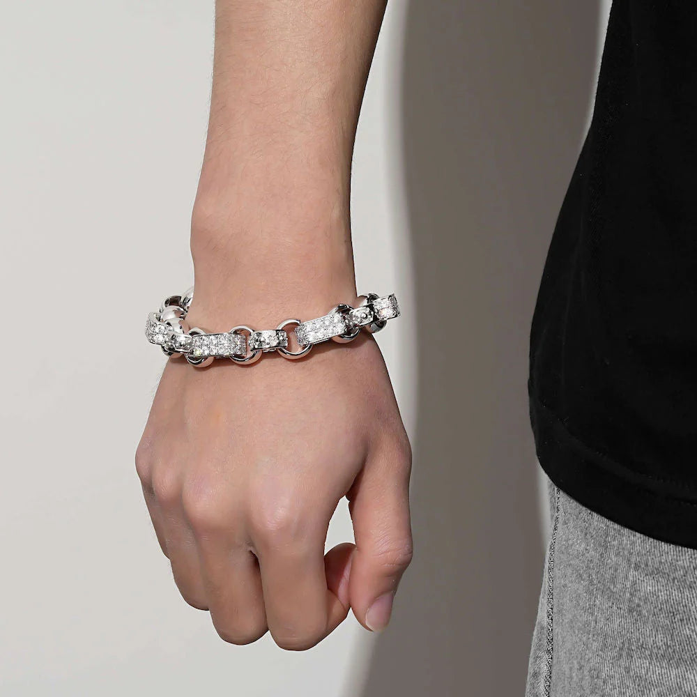 SILVER XXL GYPSY LINK BELCHER BRACELET WITH ALBERT CLASP