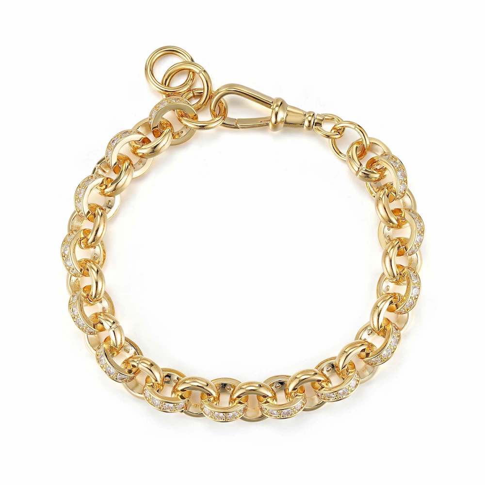 9ct LUXURY 10MM GOLD ALTERNATE PATTERN BELCHER BRACELET WITH ALBERT CLASP