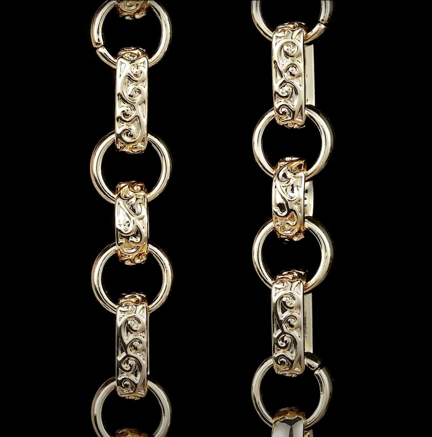 9ct NEW LUXURY XXL 18MM GOLD ORNATE GYPSY LINK BELCHER CHAIN