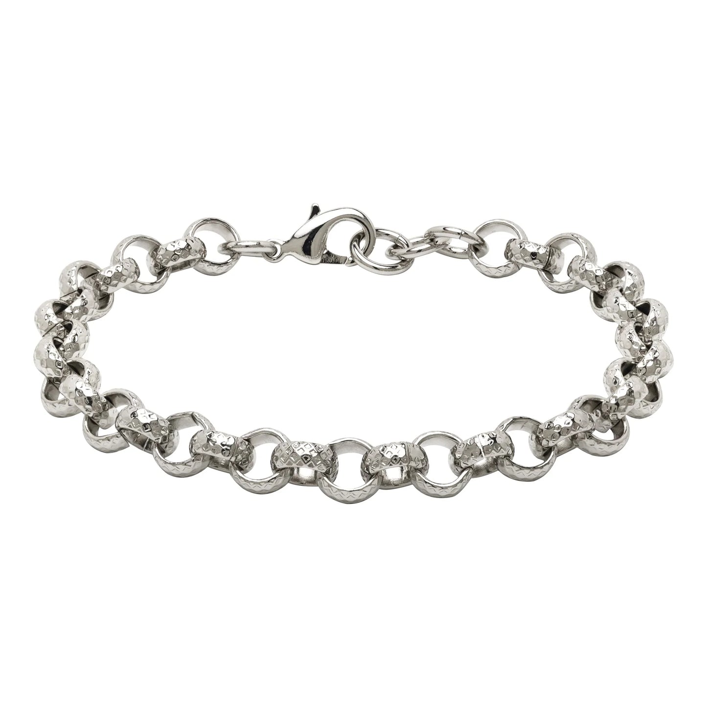 8MM SILVER DIAMOND CUT PATTERN BELCHER BRACELET