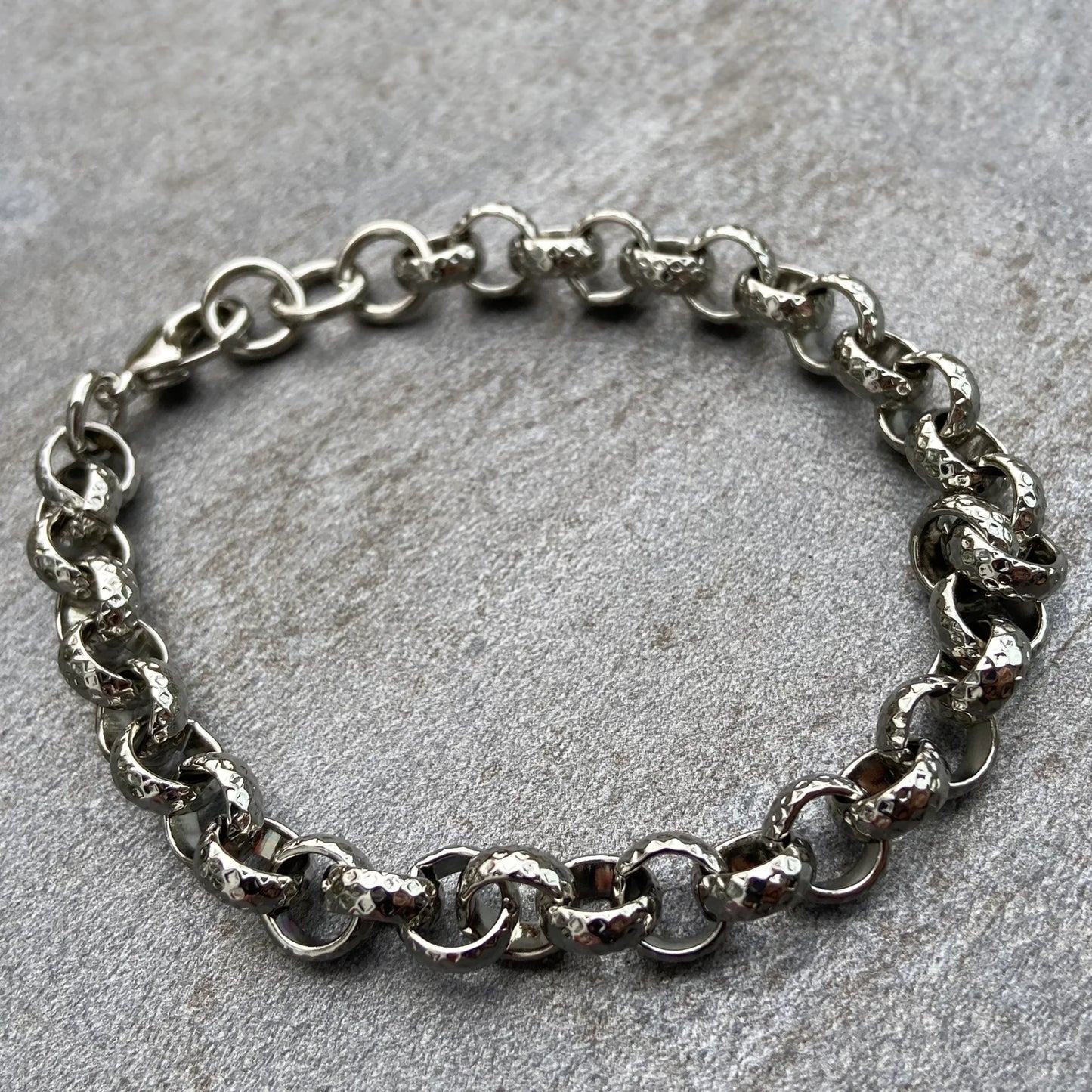 8MM SILVER DIAMOND CUT PATTERN BELCHER BRACELET