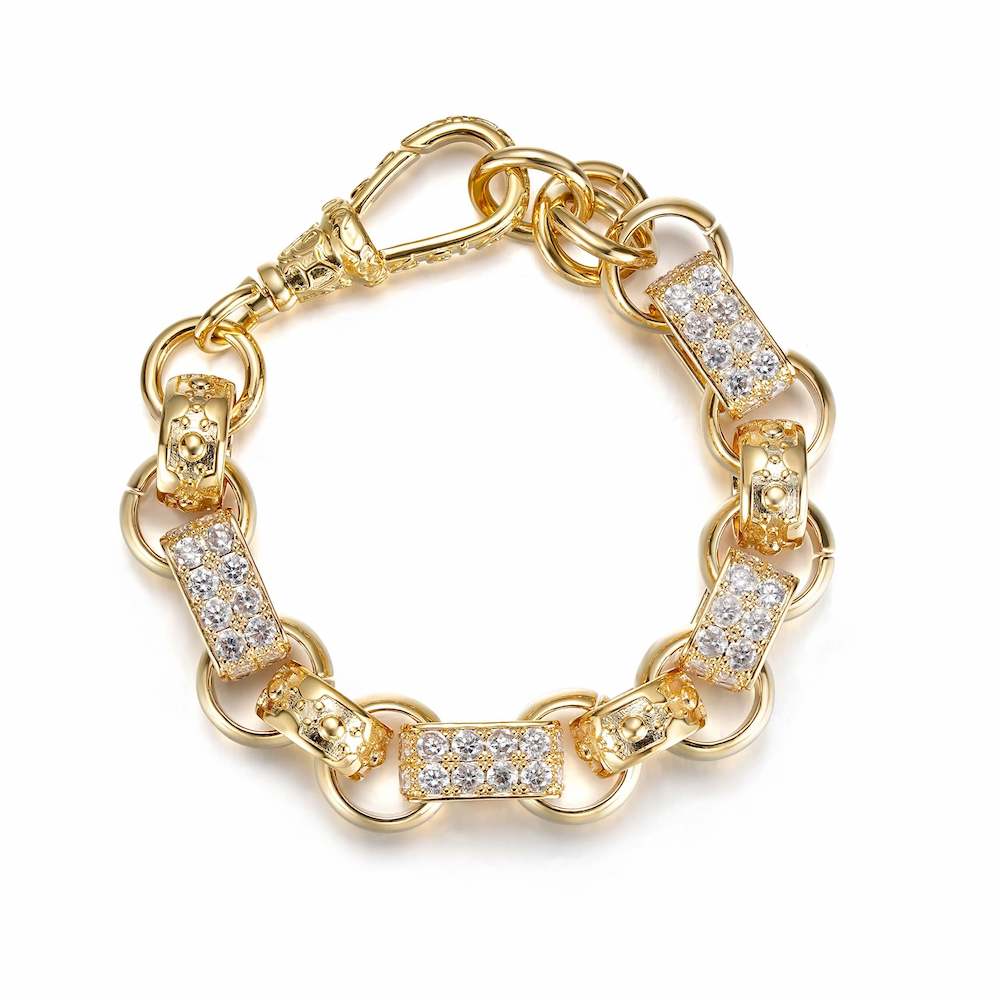 9ct LUXURY GOLD XXL GYPSY LINK BELCHER BRACELET WITH ALBERT CLASP