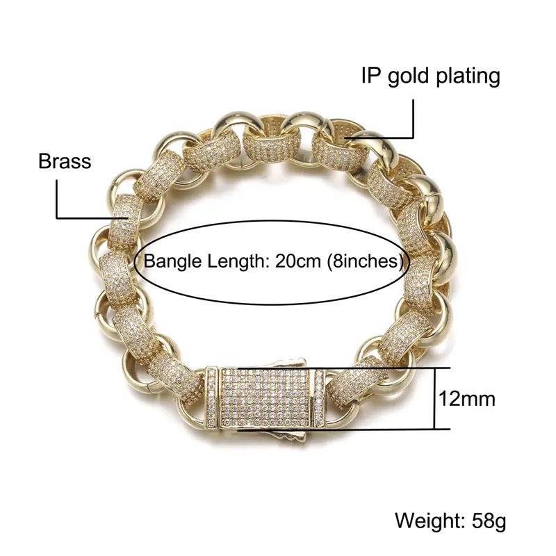 18K Gold/Silver ICED Belcher Bracelet Plated