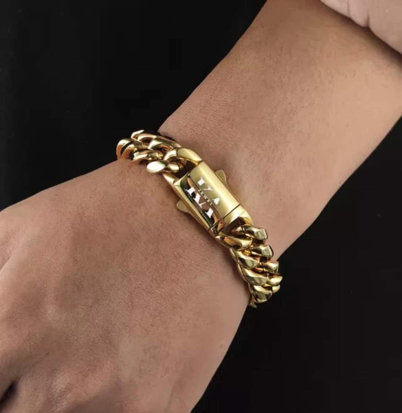 KAJewels Gold Cuban Stainless Steel Bracelet