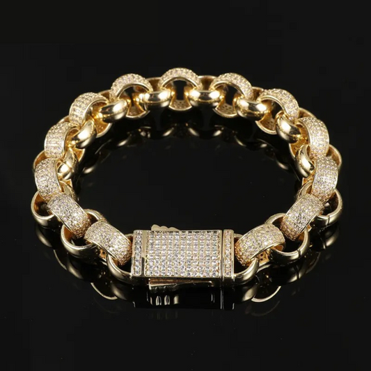 18K Gold/Silver ICED Belcher Bracelet Plated